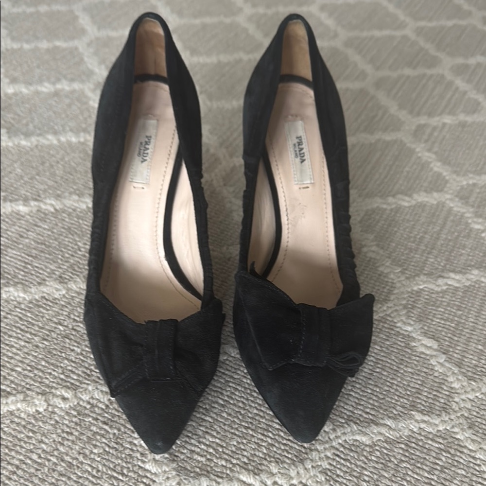 Prada Suede Shoes with Big Bow Detail